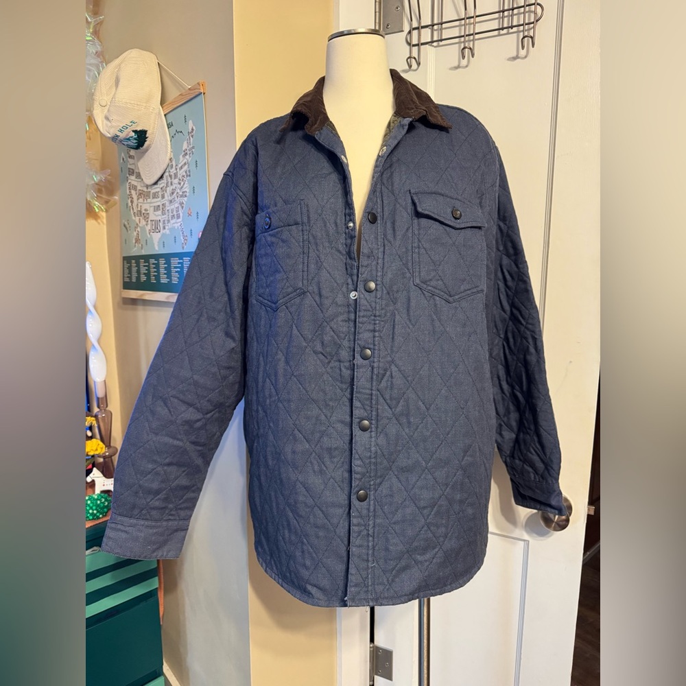 Chaps Sz L Men's Denim Cloth Quilted Work Chore Jacket Lightweight Coat